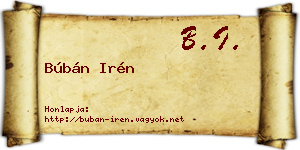 Búbán Irén névjegykártya
